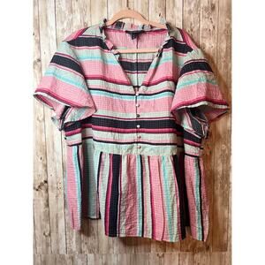 🎀 Lane Bryant Color Pop Peplum Blouse – Plus Size 22